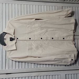 Men's Cream Button-Up Denim Lightweight Shirt-Jacket Size Large